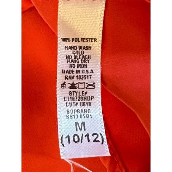 Soprano Cropped Top Small Coral Orange Sleeveless Womens Button Front - Picture 4 of 4